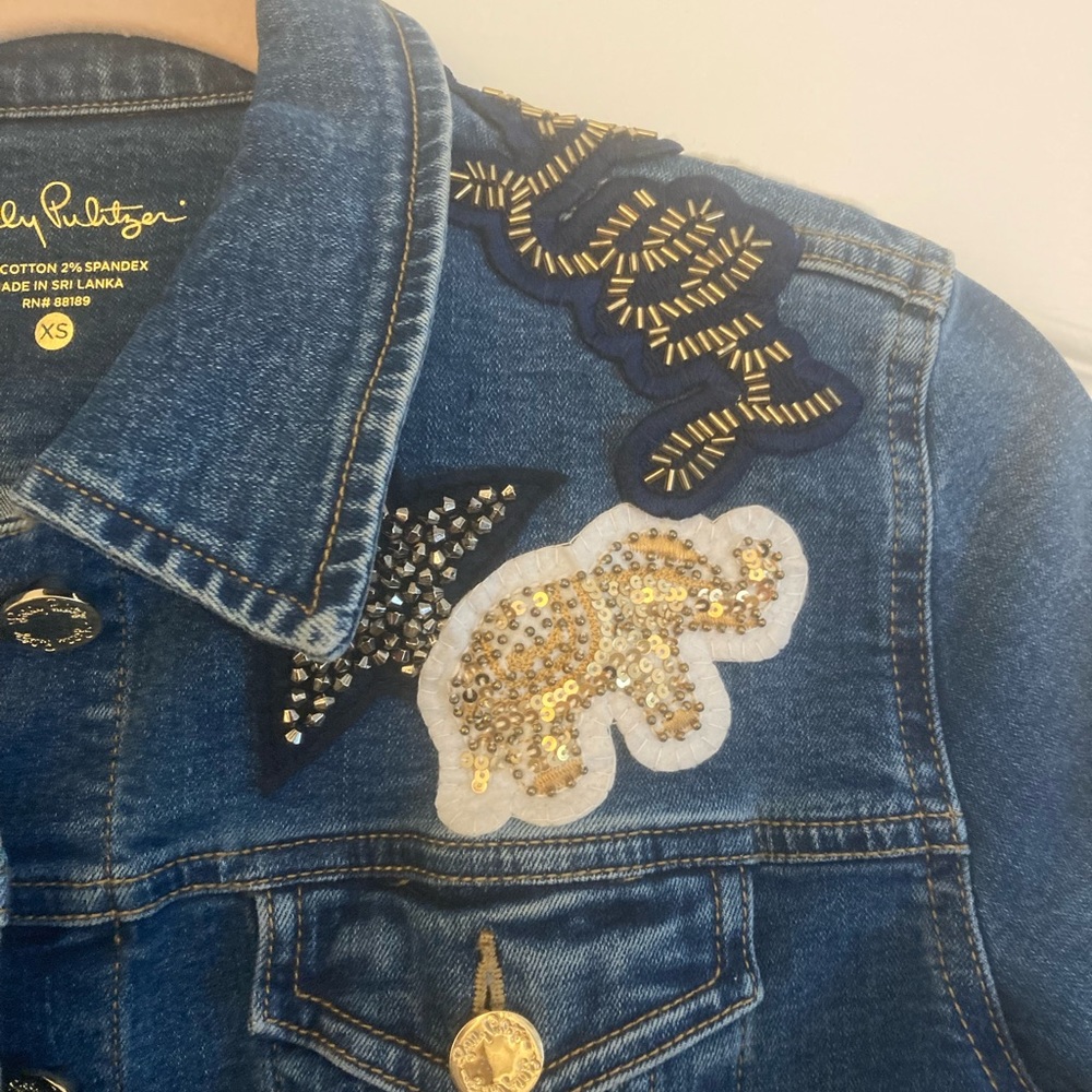 Lily Pulitzer One Of A Kind Denim Jacket Teens/kids